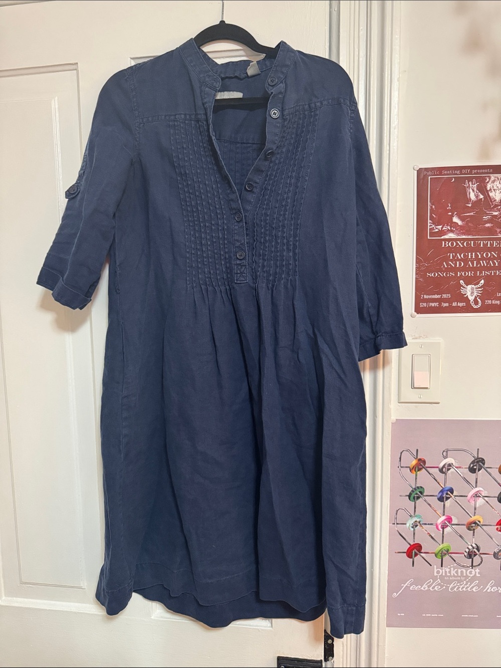 Women's Navy Blue Button-Front Tunic Dress